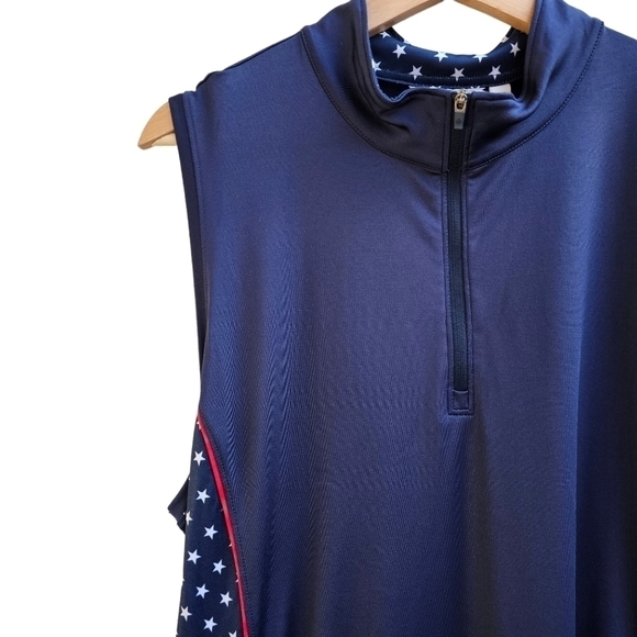 Lady Hagen Activewear Dress in Navy with White Star and Red Piping, Size XXL - Picture 4 of 9